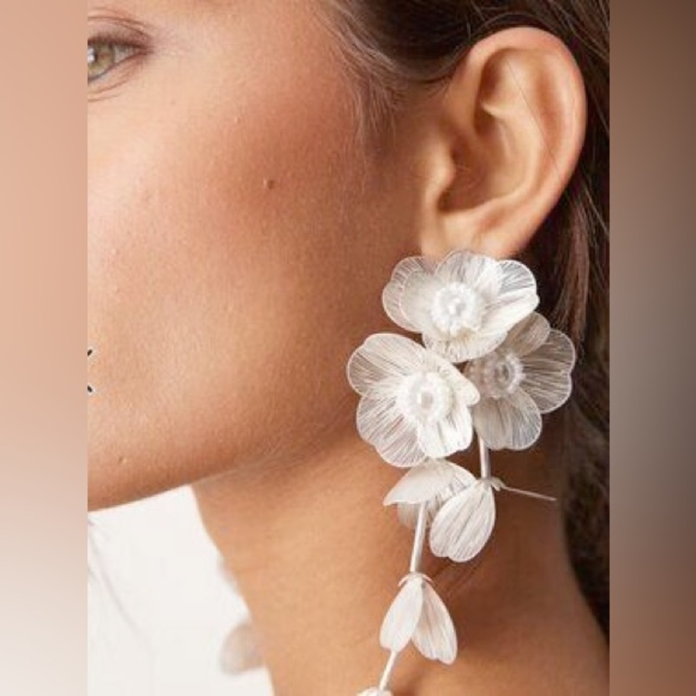 ASOS White Floral Drop Earrings